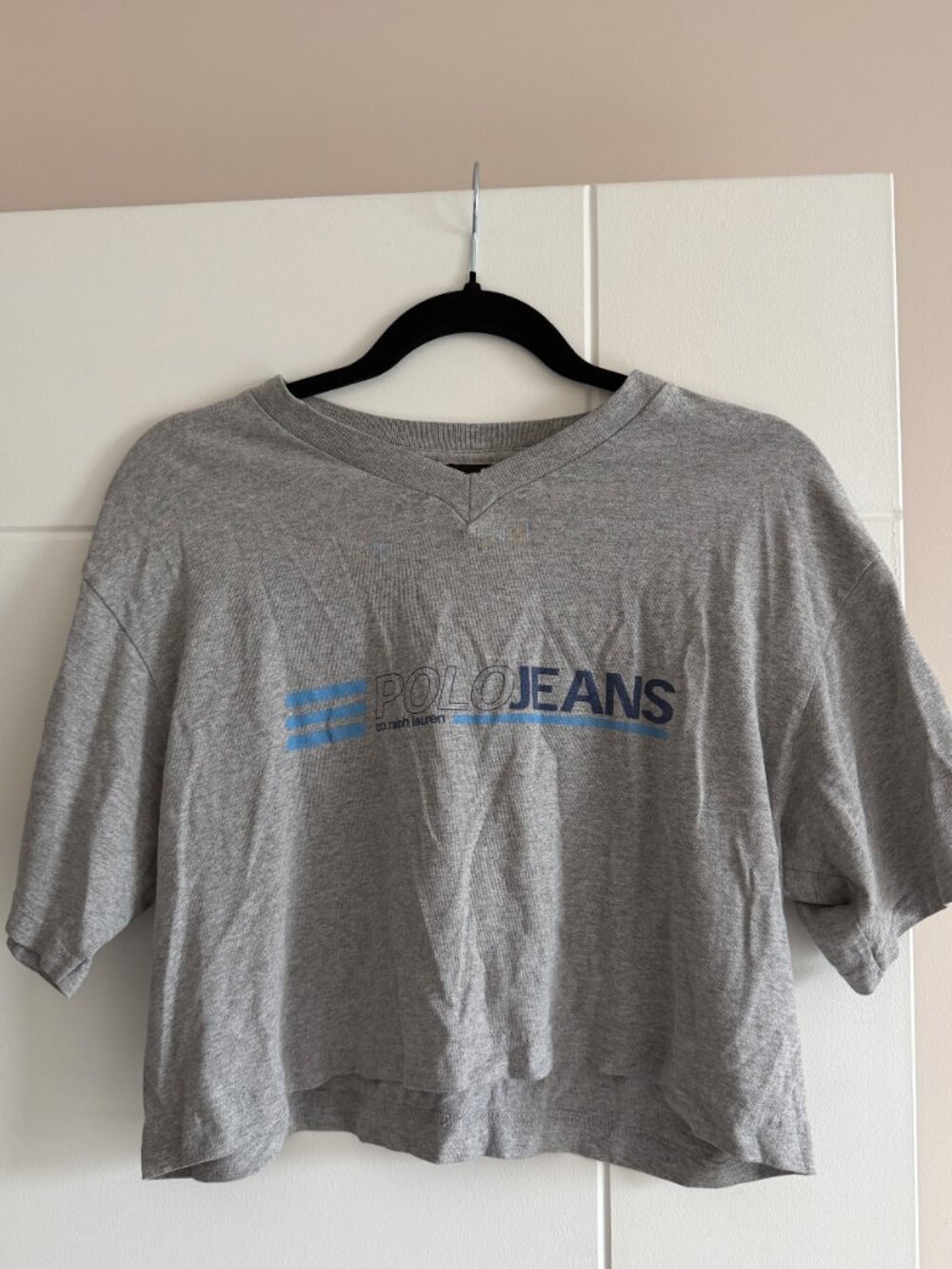 Vintage Polo Jeans Co. Ralph Lauren Grey Crop Tee Size S